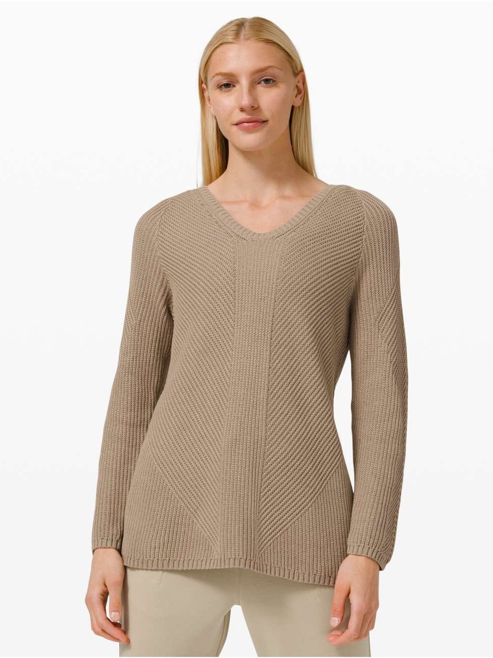 lululemon athletica Knit Blend V-Neck Textured Sweater